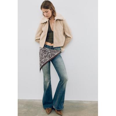 Stradivarius Jacket with faux fur detail Ecru S
