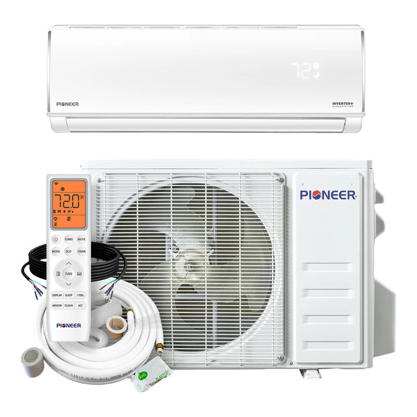 Pioneer Diamante Pro WYT-20 WYT012ALSI20RL High Wall-Mounted Ductless Mini Split AC / Heat Pump System - 20.5 SEER2, 12,000 BTU, 110-120V