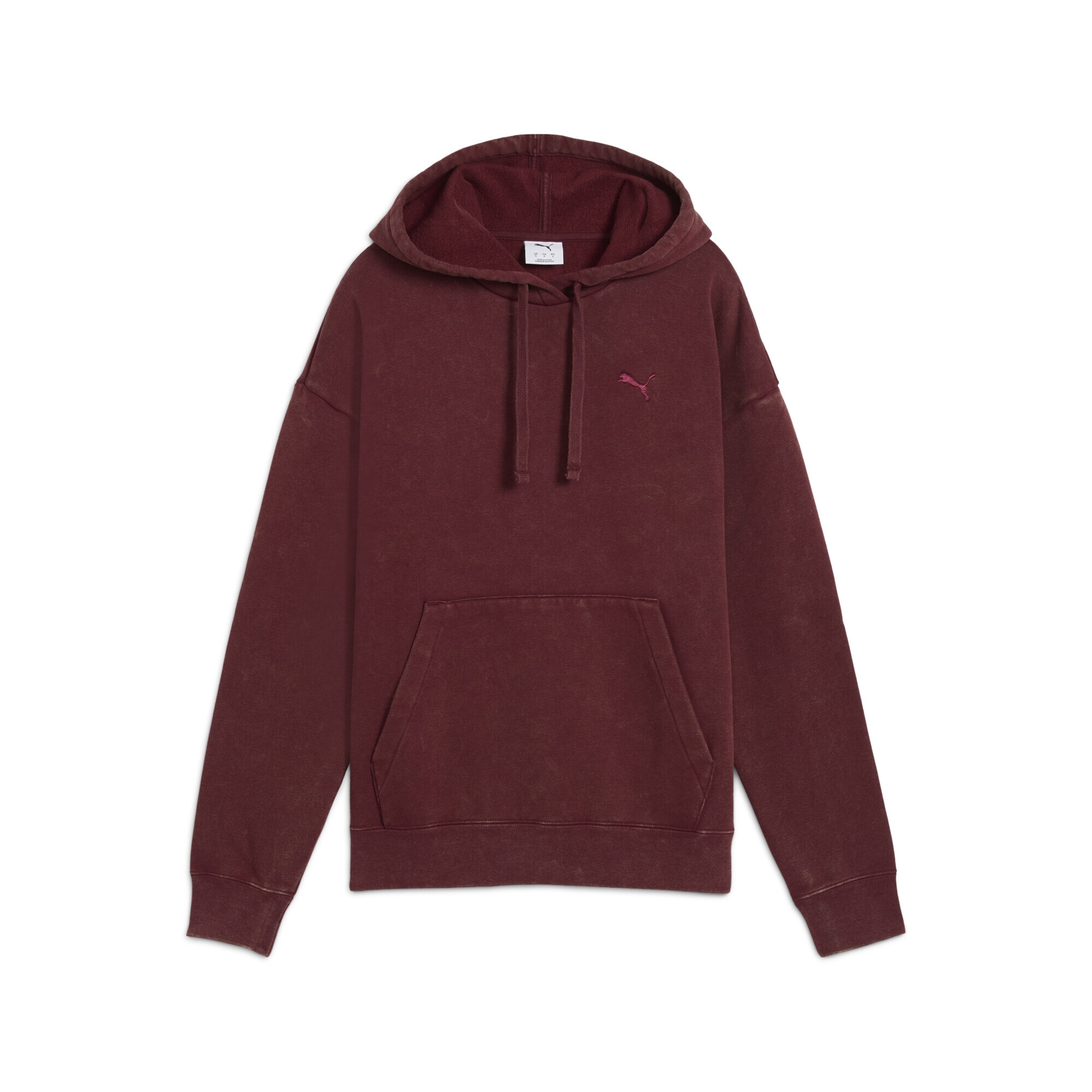 Hoodie PUMA "Essentials Elevated Relaxed Wash Hoodie Damen", Damen, Gr. XXL, rot (ruby shimmer rot), Obermaterial: 34% Polyester, 66% Baumwolle; Kapuze: 34% Polyester, 66% Baumwolle; Rippe: 3% Elasthan, 97% Baumwolle, relaxed fit, Sweatshirts Hoodie