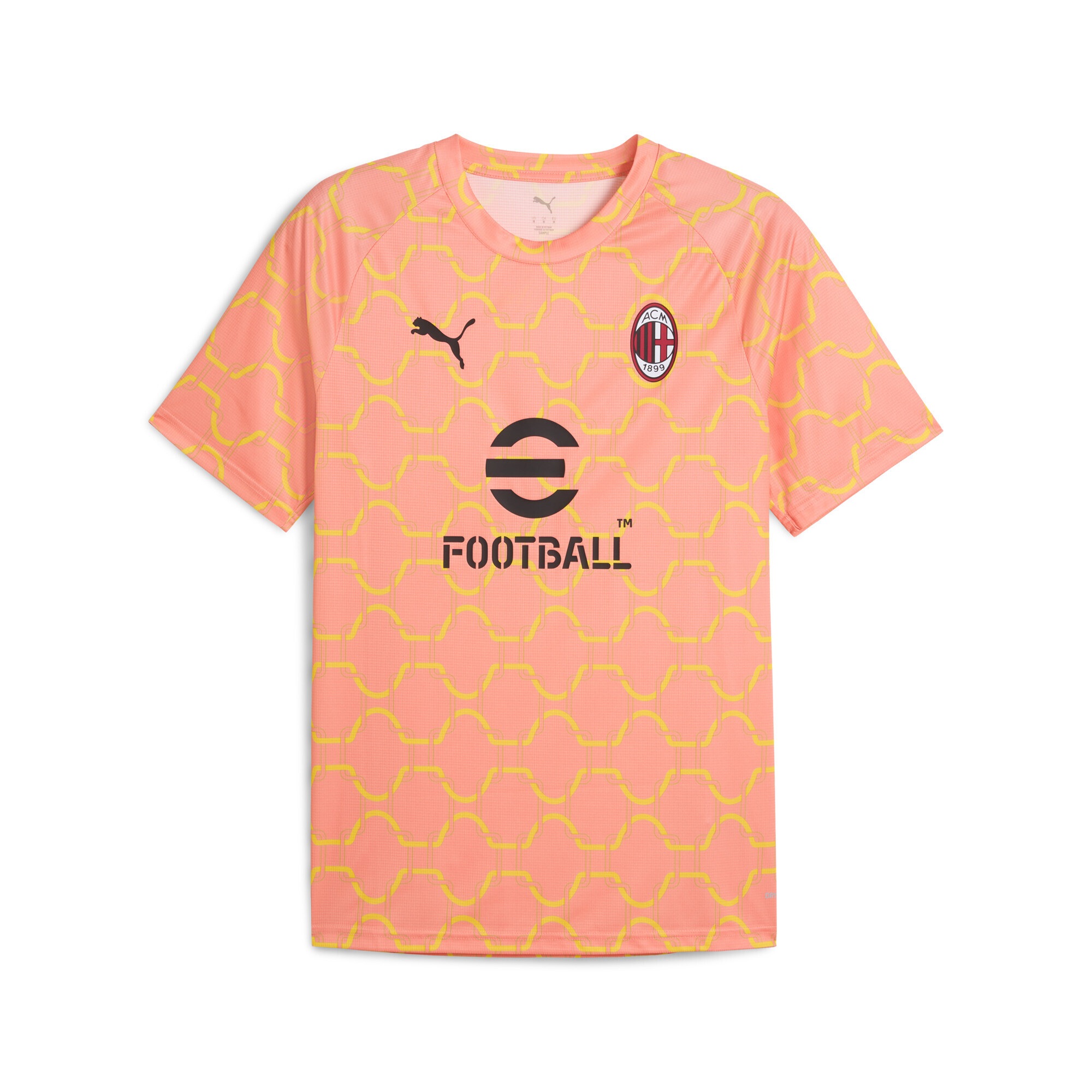 Trainingsshirt PUMA "AC Milan Aufwärmtrikot Herren", Damen, Gr. M, gelb (pink fruit sunny gelb), Obermaterial: 100% Polyester, slim fit, Rundhals, Shirts