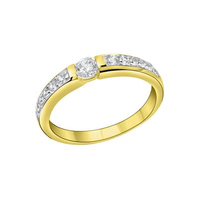 Fingerring "375/- Gelbgold teil rhodiniert Zirkonia" Gr. 18, bunt (mehrfarbig, weiß), FASCINATION BY ELLEN K., Fingerringe, Damen, 018 (57,0), Gold Image