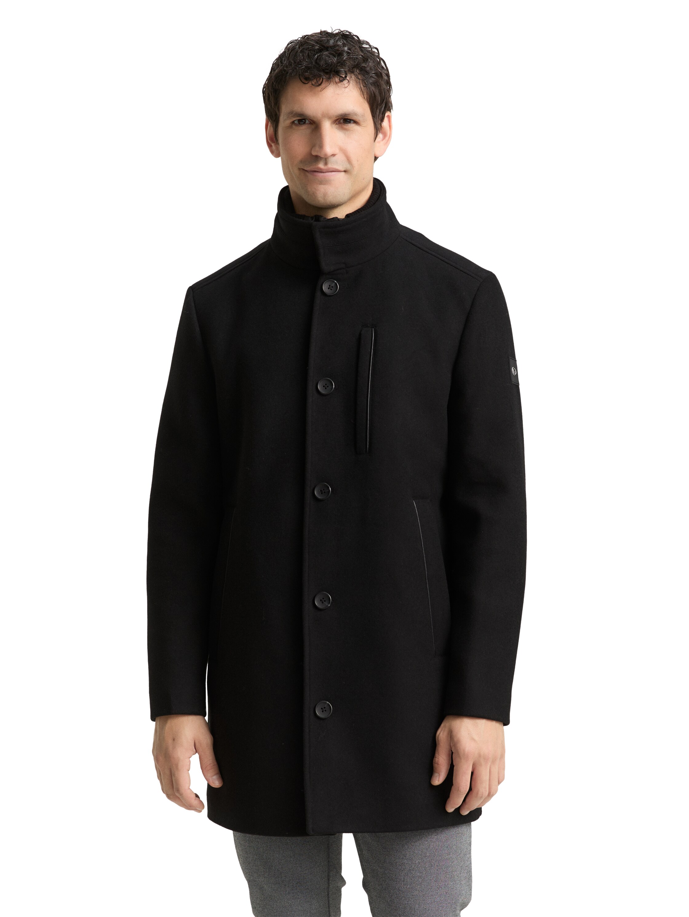Wollmantel TOM TAILOR, Herren, Gr. 3XL, schwarz, Web, Obermaterial: 73% Polyester, 22% Wolle, 2% Polyacryl, 2% Polyamid, 1% Viskose. Futter: 100% Polyester, unifarben, regular fit ca. Mitte Oberschenkel, gerader Abschluss, Mäntel, mit abnehmbarer...