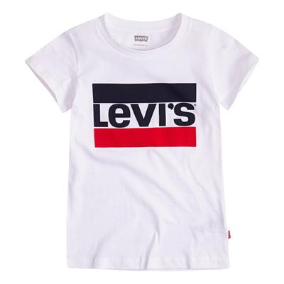 T-Shirt LEVI'S KIDS, Mädchen, Gr. 16 (164), weiß, Jersey, Obermaterial: 100% Baumwolle, bedruckt, Basic, Basic schmal hüftlang, Rundhals, Kurzarm abgesteppte Kante, Shirts, for GIRLS