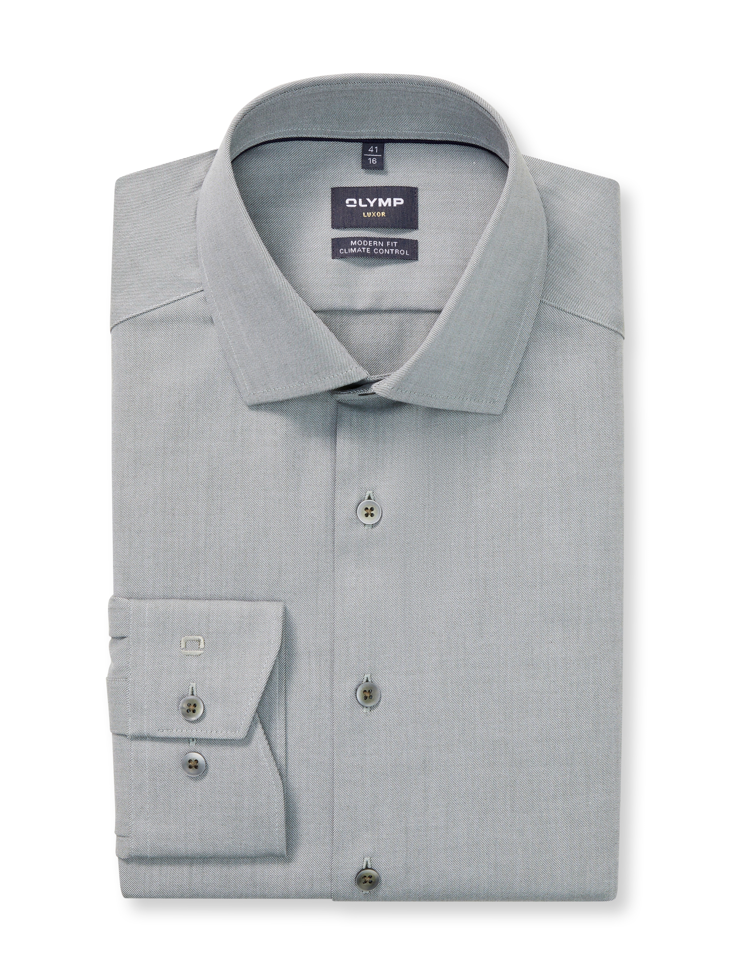 Businesshemd OLYMP "Luxor 24/Seven modern fit", Herren, Gr. 43, N-Gr, grün (lindgrün), Web, Obermaterial: 64% Baumwolle, 27% Polyester, 9% Elasthan, Hemden, Comfort Stretch