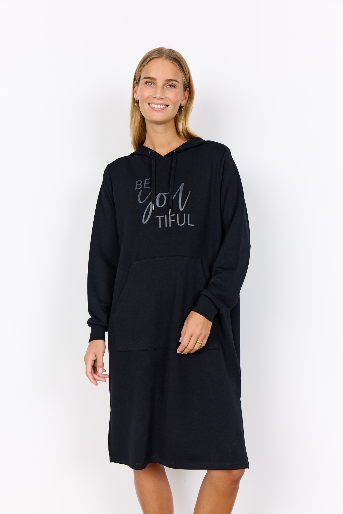 Sweatkleid SOYACONCEPT "SC-BANU 259", Damen, Gr. L, N-Gr, schwarz, Sweatware, Obermaterial: 48% Modal, 48% Polyester, 4% Elasthan, unifarben, Kleider Image