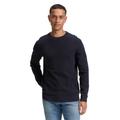 Strickpullover TOM TAILOR, Herren, Gr. XXL, knitted navy melange, Strick, Obermaterial: 100% Baumwolle, meliert, casual, regular fit taillenbedeckt, Rundhals, Langarm Bündchen, Pullover, mit Bündchen
