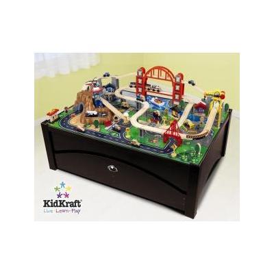 KidKraft Metropolis Train Set Activity Table with Trundle Drawer - 17935
