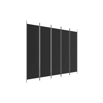 vidaXL 5-tlg. Paravent Schwarz 250x200 cm Stoff Image