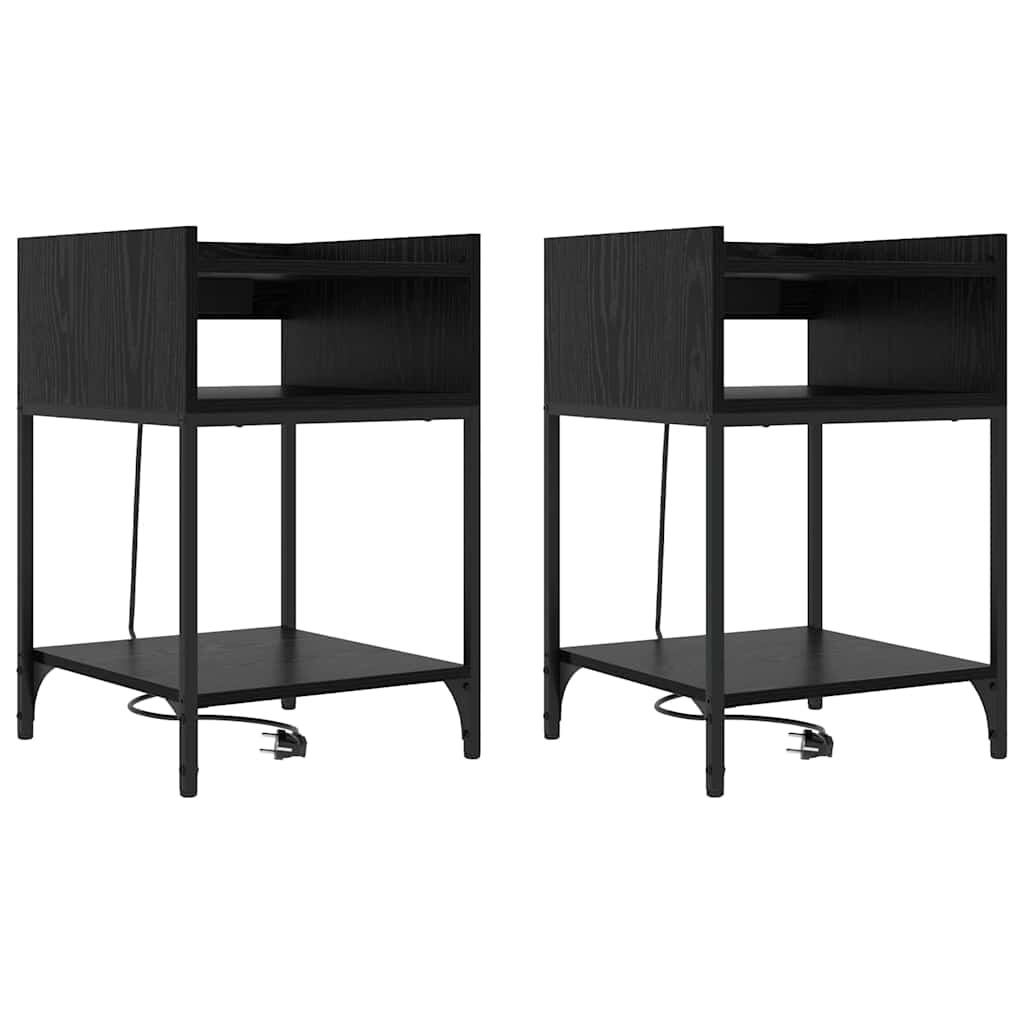 vidaXL Nachttische 2 pcs Schwarze Eiche 40 x 40 x 61 cm Holzwerkstoff Image
