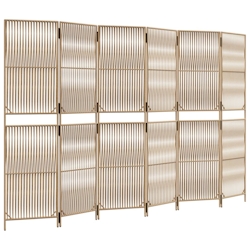 vidaXL Paravent 6-tlg. Beige Poly Rattan Image