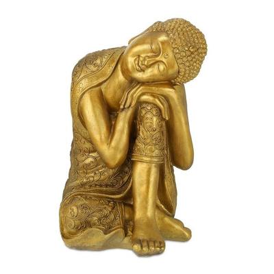 relaxdays Gartenfigur Buddha mit geneigtem Kopf 60 cm gold