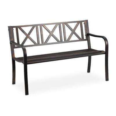 relaxdays Metall-Gartenbank für 2 Personen schwarz, 121 cm Image