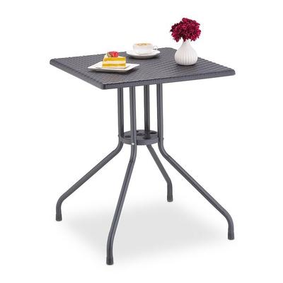 relaxdays Gartentisch quadratisch in Rattan-Optik 75 x 61 x 61 cm grau Image