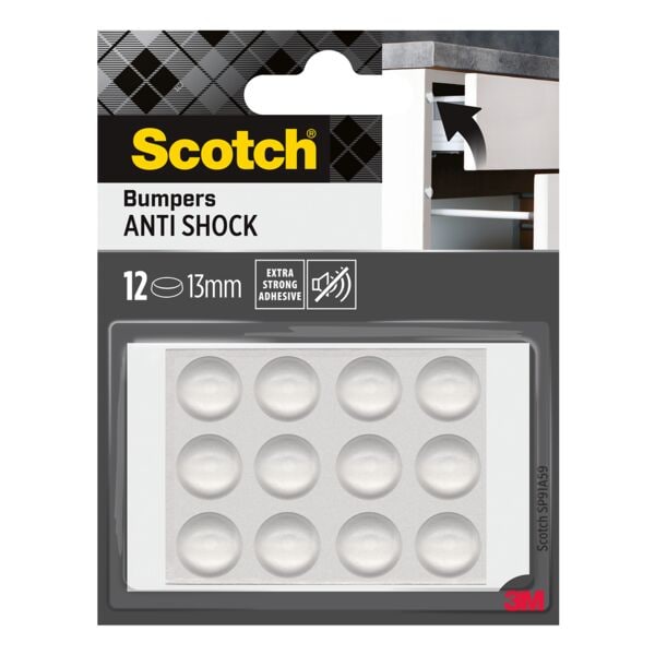 Scotch 12er-Pack Elastikpuffer für Wände, selbsthaftend, transparent, Ø 13 mm transparent Image