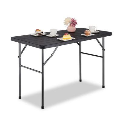 relaxdays Eckiger Gartentisch in Holzoptik 118 x 60 x 74 cm Schwarz Image