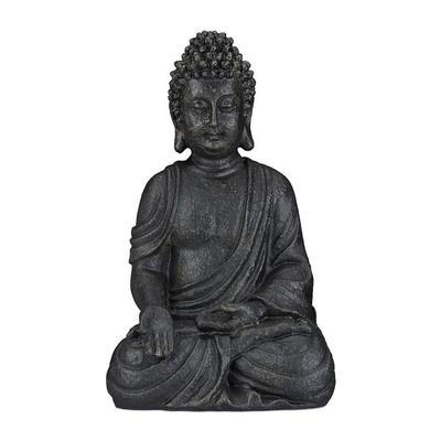 relaxdays Gartenfigur Buddha sitzend 40 cm anthrazit