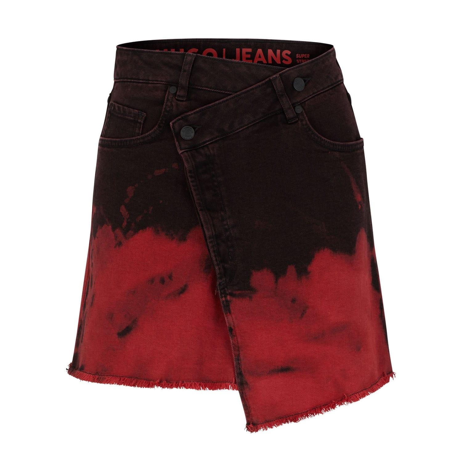 Hugo - "Giowanna" Minirock für Damen Leder (Schwarz/Rot) Image