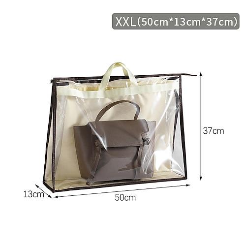 Sac à main anti-poussière, organiseur de rangement de grande capacité, support de sac de placard suspendu, résistant à l'humidité, design transparent en PVC, protecteur de sac à main, sac de rangement