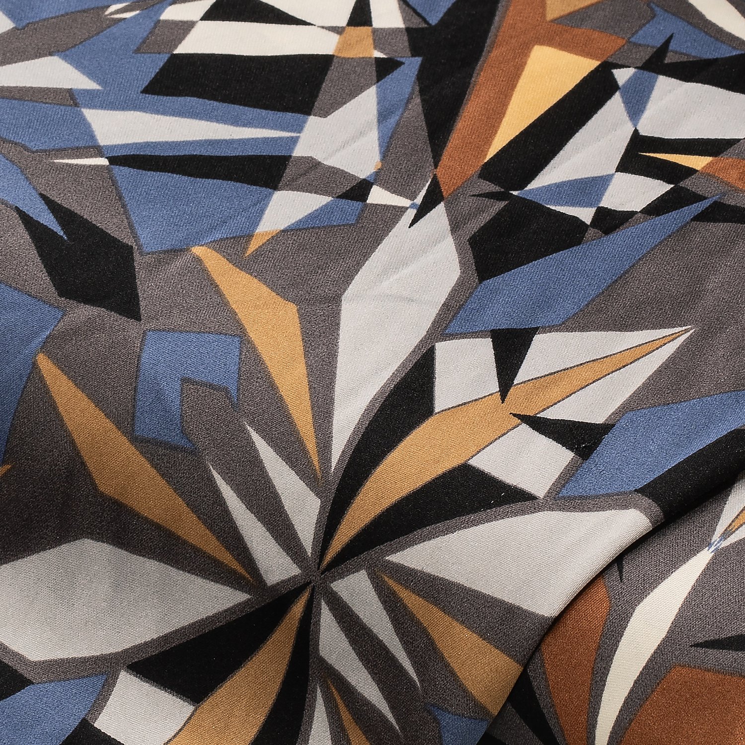 Tissu satin pour blouses "graphique", bleu/gris