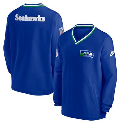Nike Royal Seattle Seahawks Throwback Pullover-Windbreaker mit V-Ausschnitt für Herren Image