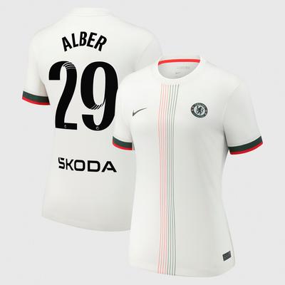 Chelsea Stadion Auswärtstrikot WSL 2025-26 - Damen mit Aufdruck Alber 29 Image