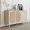 Commode contemporaine avec 2 portes et 3 tiroirs, buffet en rotin, meuble TV, meuble polyvalent en bois pour couloir