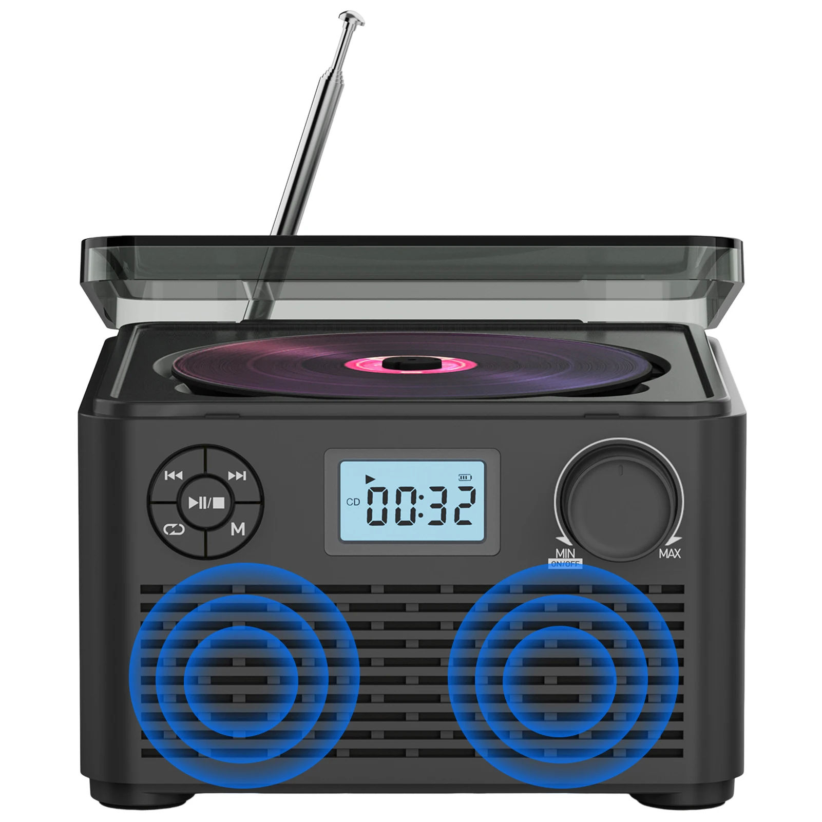 Lecteurs CD MP3 portables avec fonction Radio FM Bluetooth son stéréo HIFI 4000mAh Rechargeable multi-fonctions CD Boombox