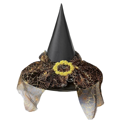 Kinder Mädchen Hüte Kappen Süß Party Halloween Hut Patchwork Silber Schwarz Image