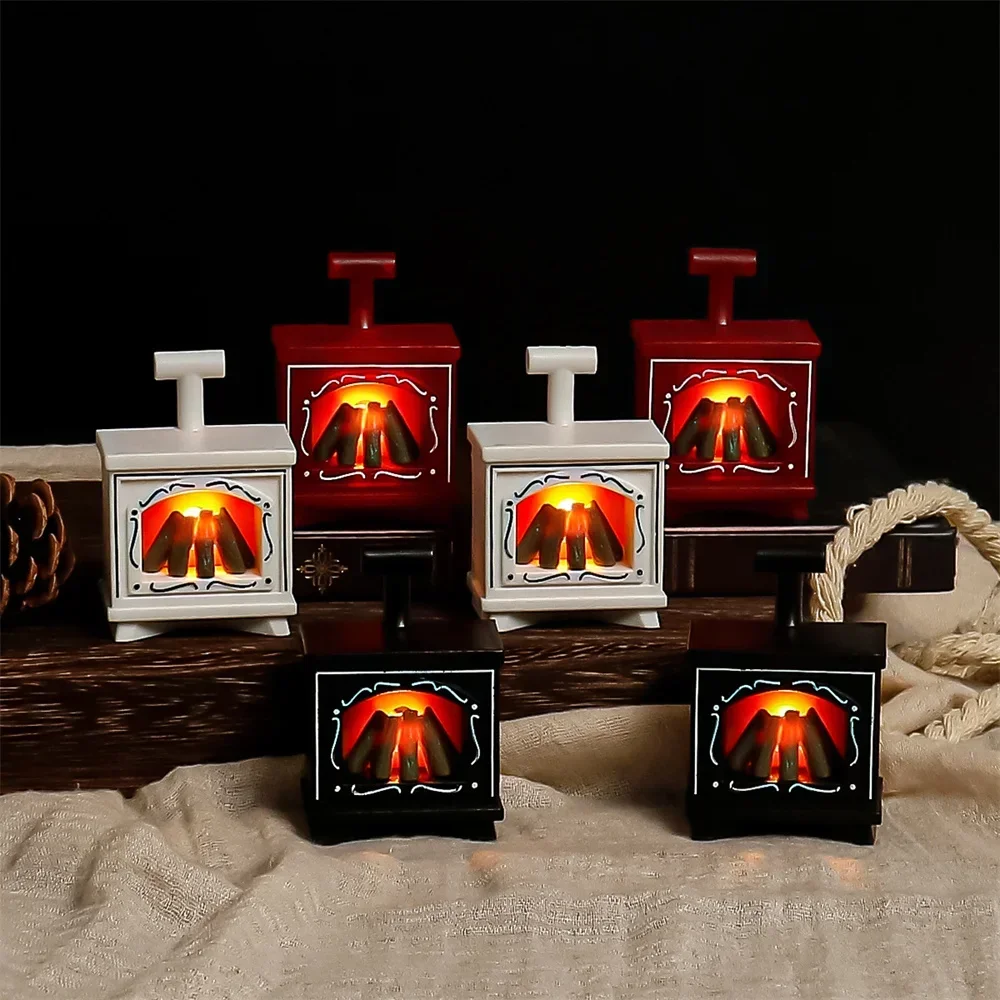 Mini cheminée LED scintillante, modèle Micro ornements de paysage, cheminée éclairée, maison de poupée, cadeaux de noël, accessoires de bureau