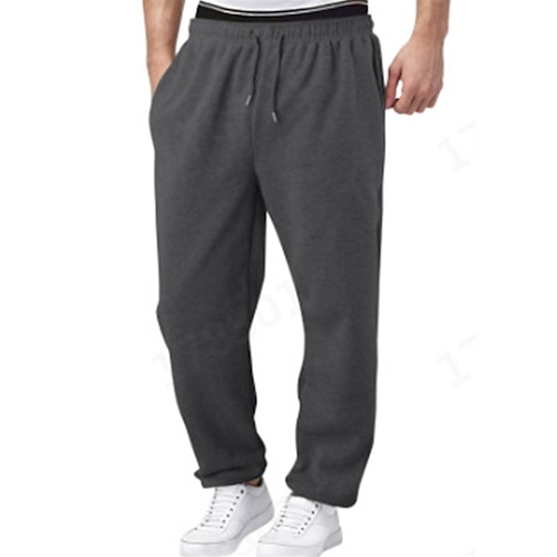 Herren Jogginghose Hose Kordelzug Tasche Elastischer Bund Einfach Komfort Täglich Sport im Freien Mode Lässig Blau Schwarz Mikroelastisch Image