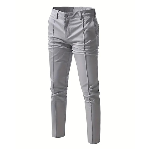 Herren Hose Chinos Faltenhose Tasche Knöpfe Einfach Komfort Formell Party Arbeit Mode Klassicher Stil Schwarz Wein Mikroelastisch Image