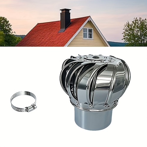 1 langlebiger Edelstahl-Dachventilator 110mm Ablufthaube rund drehbare Schornsteinbelüftung für Außenkaminabdeckung Schornsteinabdeckung hitze- und kältebeständig, korrosionsgeschützt nicht Image