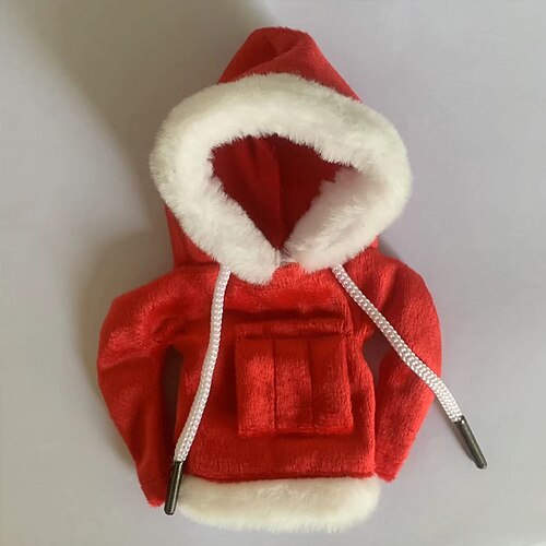 1 Stück festlicher Weihnachtsmann-Kapuzenpullover für den Auto-Schaltknauf, Polyesterfaser, staubdichte Gamasche, einzigartiges, stilvolles Auto-Innenausstattungszubehör, universell passend für Image