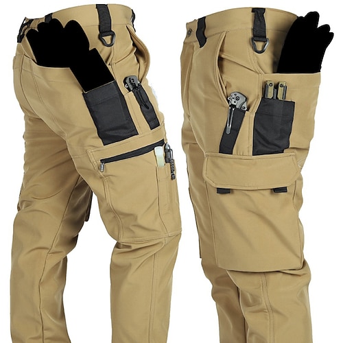 Herren Cargo-Hosen Fleecehose Taktische Hose Hose Knöpfe Mehrere Taschen Einfach tragbar Warm Outdoor Täglich Campen und Wandern Mode Klassisch Grün Khaki Image