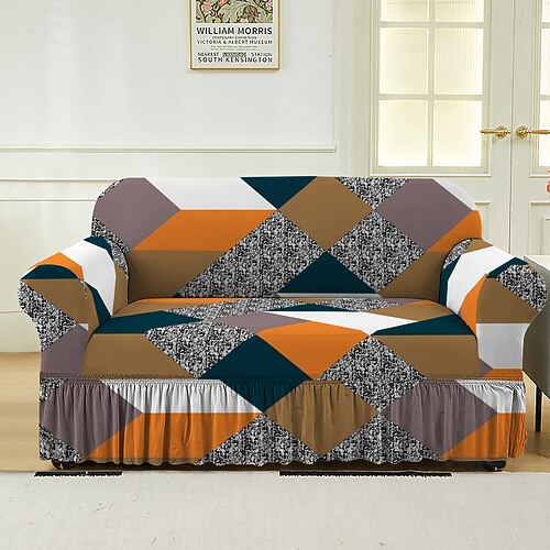 Blumengarngefärbter Sitzkissenbezug aus Mikrofaser, dehnbarer Schonbezug für Esszimmerstühle und Terrassenmöbel Image