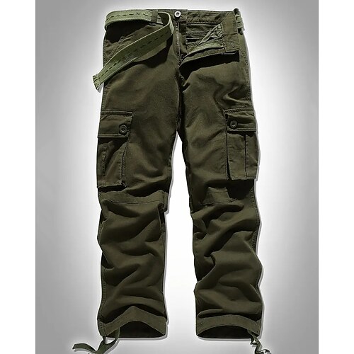 Herren Cargo-Hosen Hose Knöpfe Mehrere Taschen Einfach tragbar Outdoor Täglich Campen und Wandern Mode Klassisch Schwarz Armeegrün Image