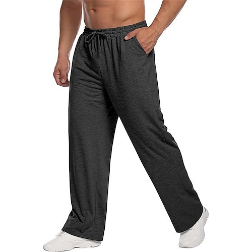 Herren Jogginghose Winterhose Hose Gerade geschnittene Sweatpants Kordelzug Tasche Elastischer Bund Einfach Komfort Sport im Freien Täglich Mode Lässig Schwarz Armeegrün Mikroelastisch Image