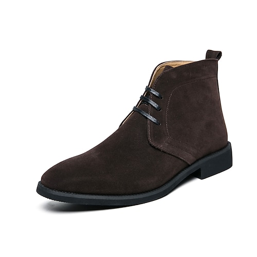 Braune Chukka-Stiefel aus Wildlederimitat für Herren mit Schnürverschluss, lässige Stiefeletten für den Alltag, das Business und halbformelle Anlässe Image