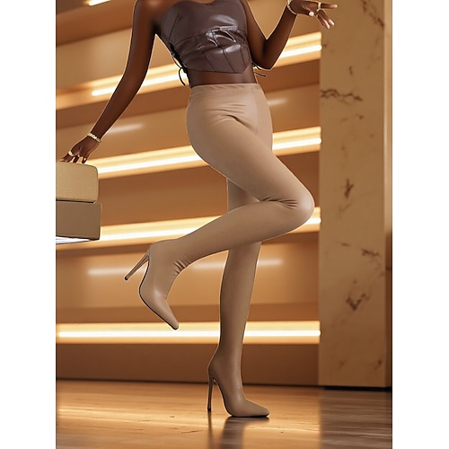 Overknee-Stiefel für Damen mit hohem Absatz – Kunstleder-Stretch-Passform, spitzer Stiletto, sexy, modische Overknee-Stiefel für Damen, ideal für urbane Partykleidung Image