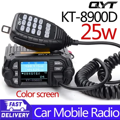 QYT KT-8900D 25-Watt Walkie Talkie Dual Band VHF/UHF 136-174/400-480MHz Quad Watch Car Mobile Radio