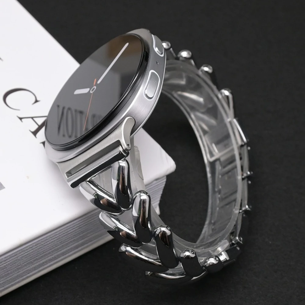 Luxuriöses Edelstahlarmband für Samsung Galaxy Watch 8, 44/40 mm, Damen-Metallarmband für Galaxy Watch 8, kein Lücken-Band-Zubehör Image