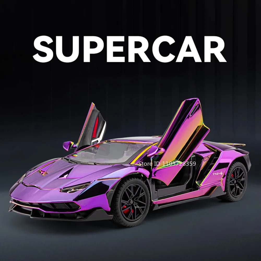 1:24 LP770 Revuelto Supercar Modell Spielzeug Legierung Diecast Miniatur Sportwagen Sound Licht Türen Geöffnet Zurückziehen für Kinder Geschenke Image