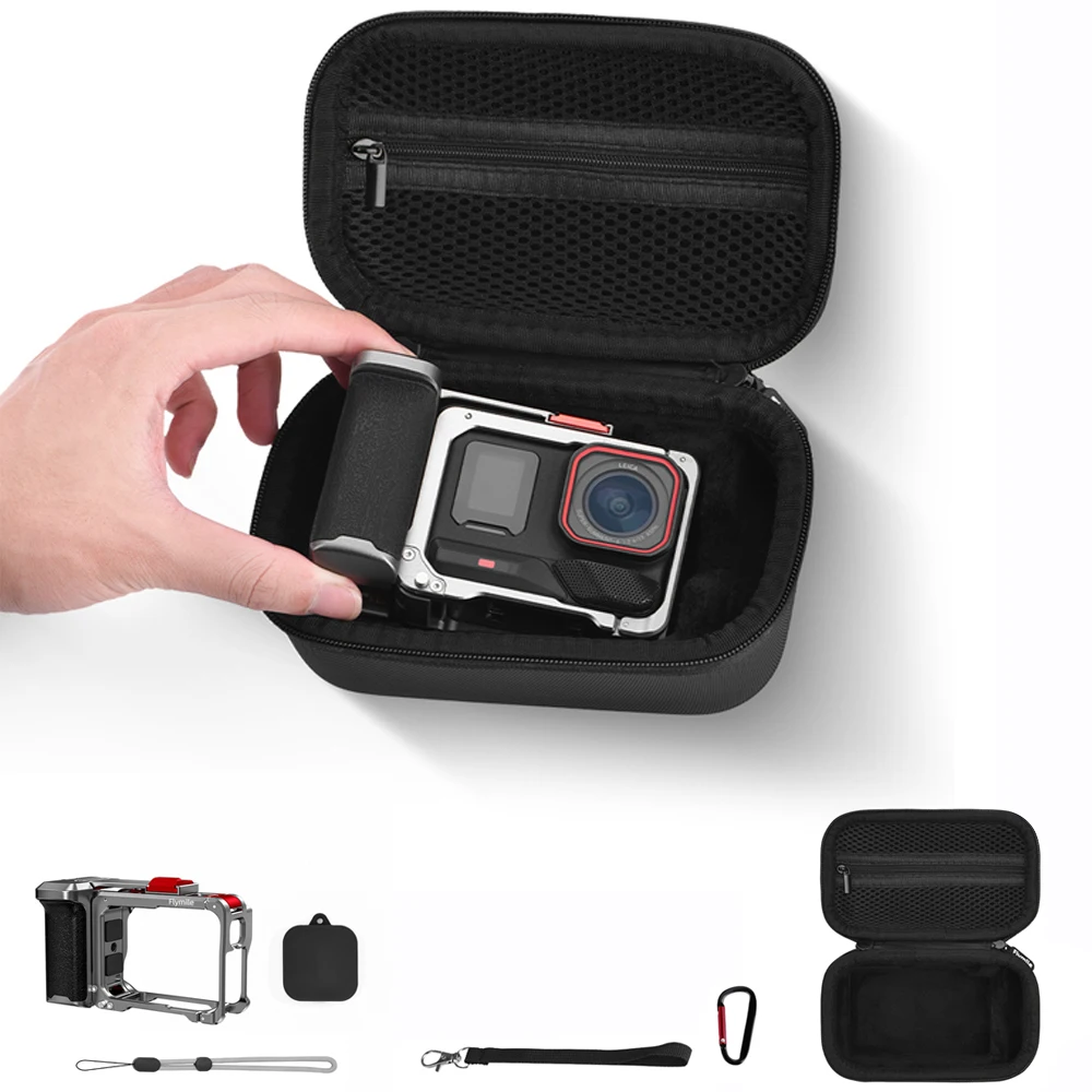 Griff Grip Kit Für Insta360 Ace Pro/2 Aluminium Legierung Metall Rahmen Kostenlose Sicherheit Handgelenk Strap Hand Schützen Dual PU Leder Tasche Box Image