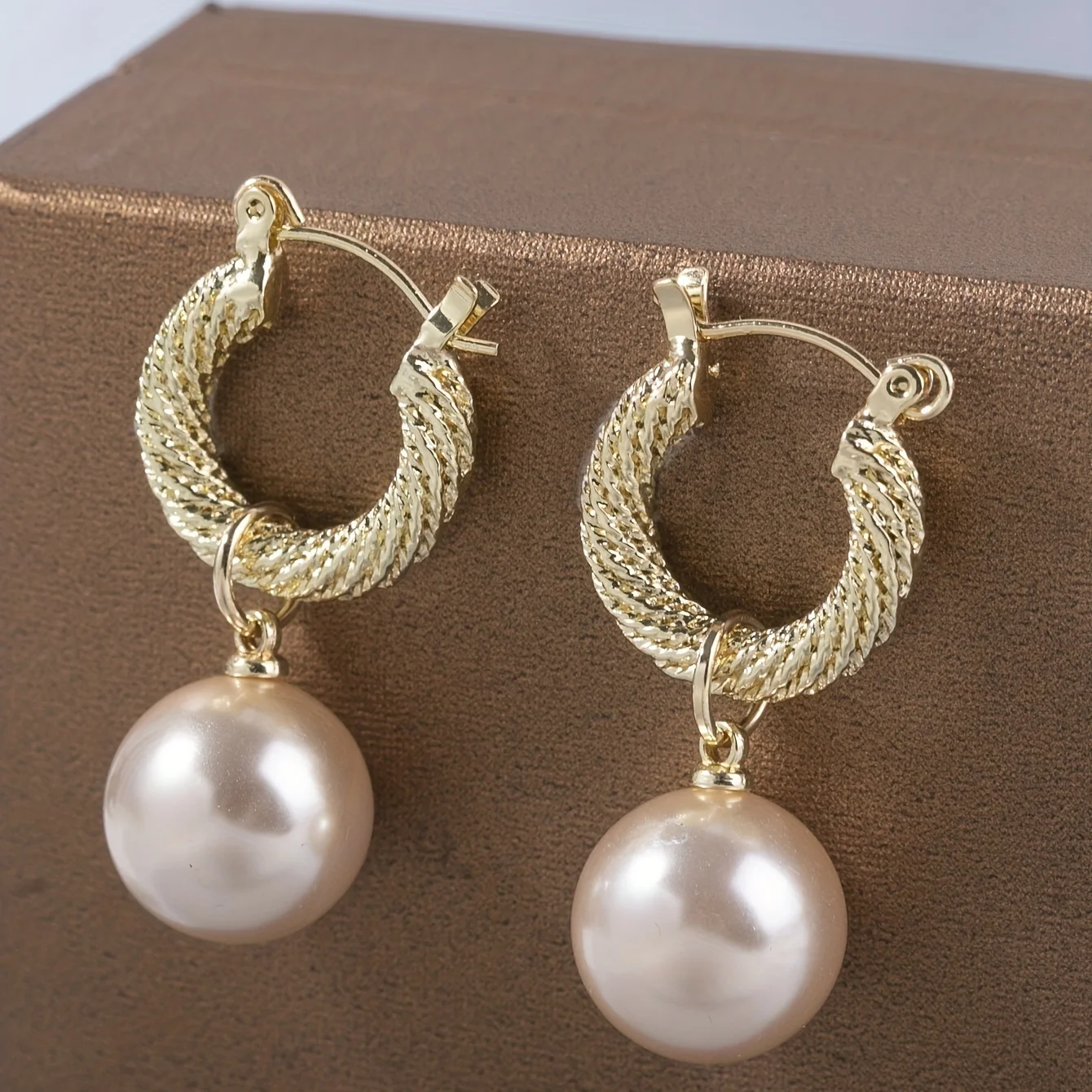 Neue elegante trendige große simulierte Perle lange Tropfen Ohrringe Damen Perlen String Statement Gold Hoop Hochzeit Party Geschenke