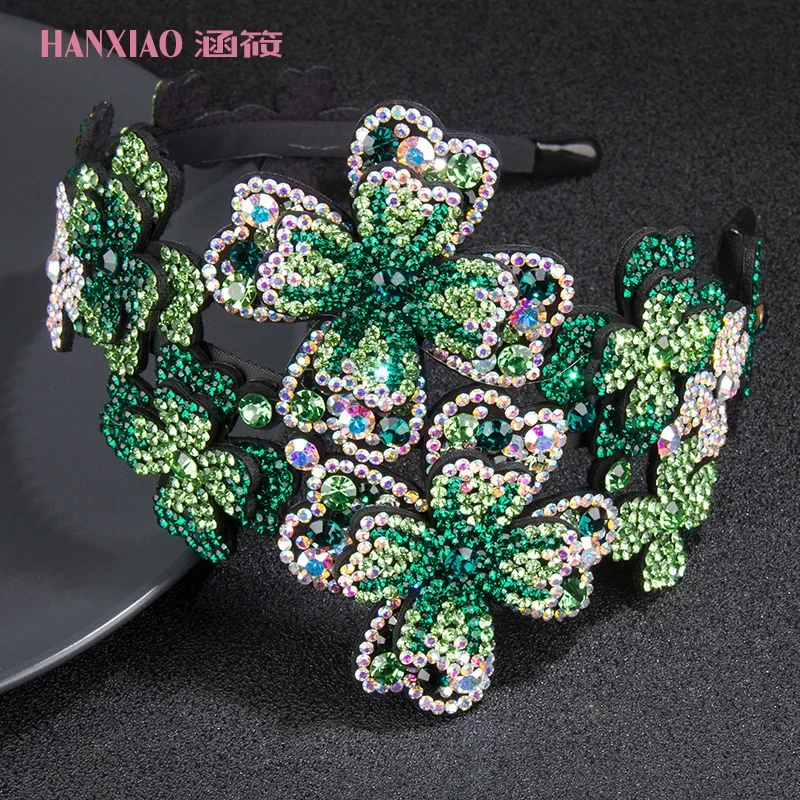 Diamant Blume Haar Bands Korea Breiten Rand Nicht-slip Kristall Breiten Rand Stirnband Haar Zubehör Styling Werkzeuge Haar Clips Image