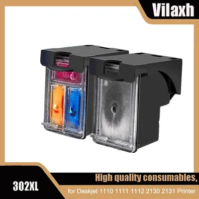 Vilaxh 302XL Ink Cartridges Replacement for HP 302 For HP302 XL Ink Cartridge for Deskjet 1110 1111 1112 2130 2131 Printer