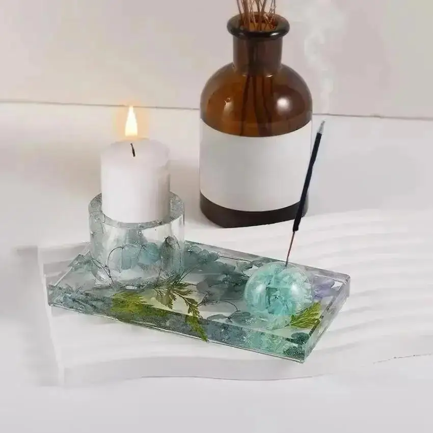 1Pcs Silikon Form Für DIY Weihrauch Einsatz Tablett Kerzenhalter Beton Zement Form Spiel Halter Gips Harz Formen Liefert Image