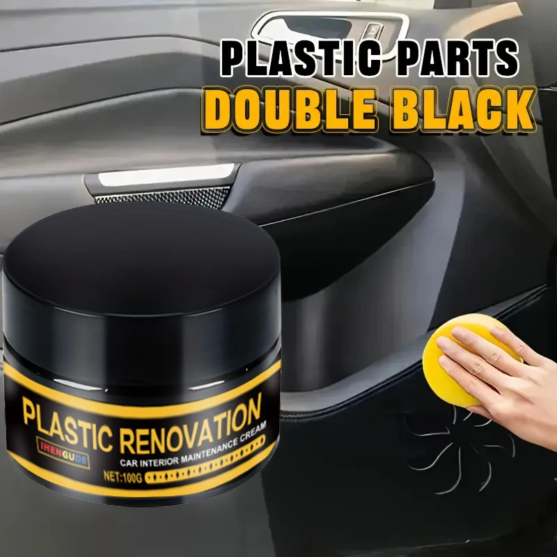 1 Stück 100 g Auto-Kunststoff-Reparaturmittel, Wiederherstellung, schwarzer Glanz, Auto-Innenraum, Leder und Panel-Update, Wachs, Beschichtung, Auto-Polieren und Reparatur, Beschichtung, Reinigung, Image
