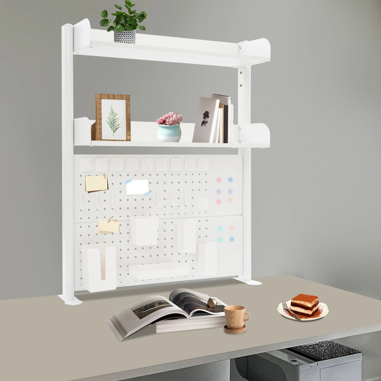 Schreibtischklemme auf Stecktafel, Schreibtisch-Organizer-Regal, 80 x 12,5 x 95 cm, Klemme am Schreibtisch-Organizer-Regal für Büro-Gaming-Zubehör Image