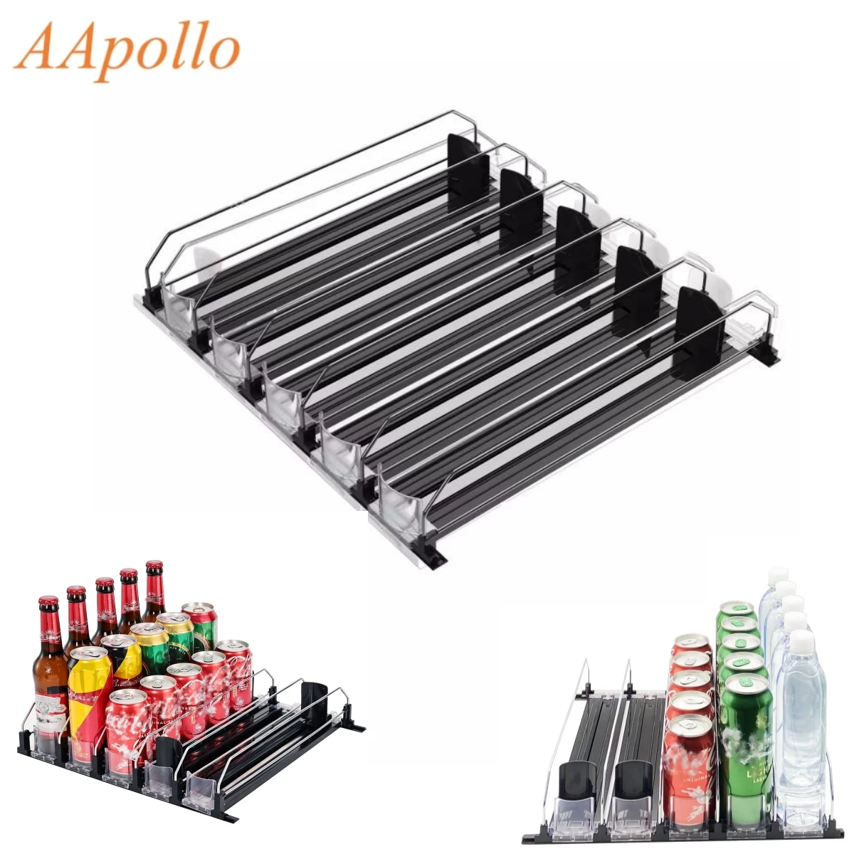 5/6 Sets Getränke-Push-Rack für Dosen, Getränke-Organizer, Spender, verstellbare Breite, Aufbewahrungsregal, E-förmiger Gleitgel für Küche, Kühlschrank Image